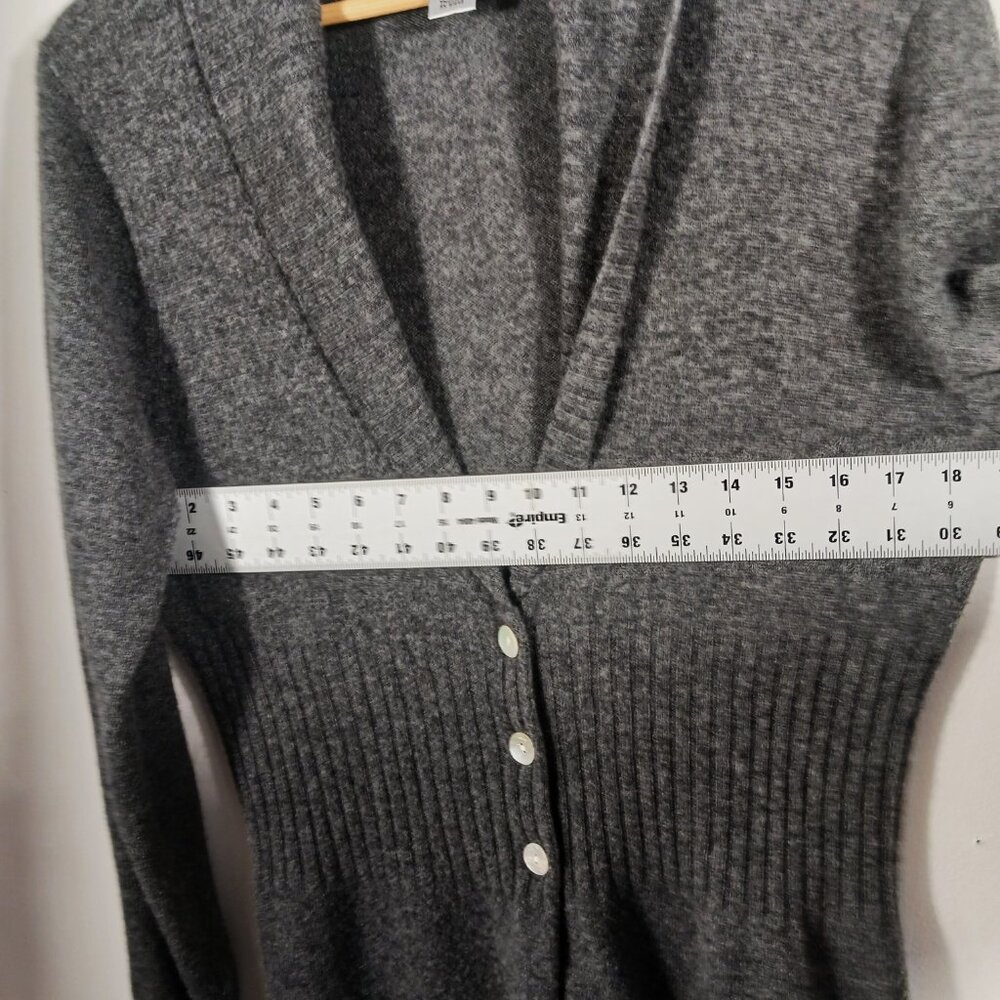 Precious Fibers 100% cashmere Gray Shawl Collar Longline Cardigan Sweater, Large - Picture 11 of 15